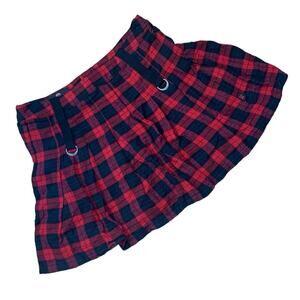 Royal Bones women's small red plaid pleated mini skirt black punk rock grunge
